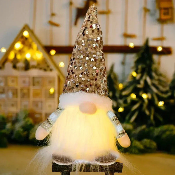 LED Jultomte | Stickad Design med Nattljus | Glödande Juldekoration | Varm &amp; Mysig