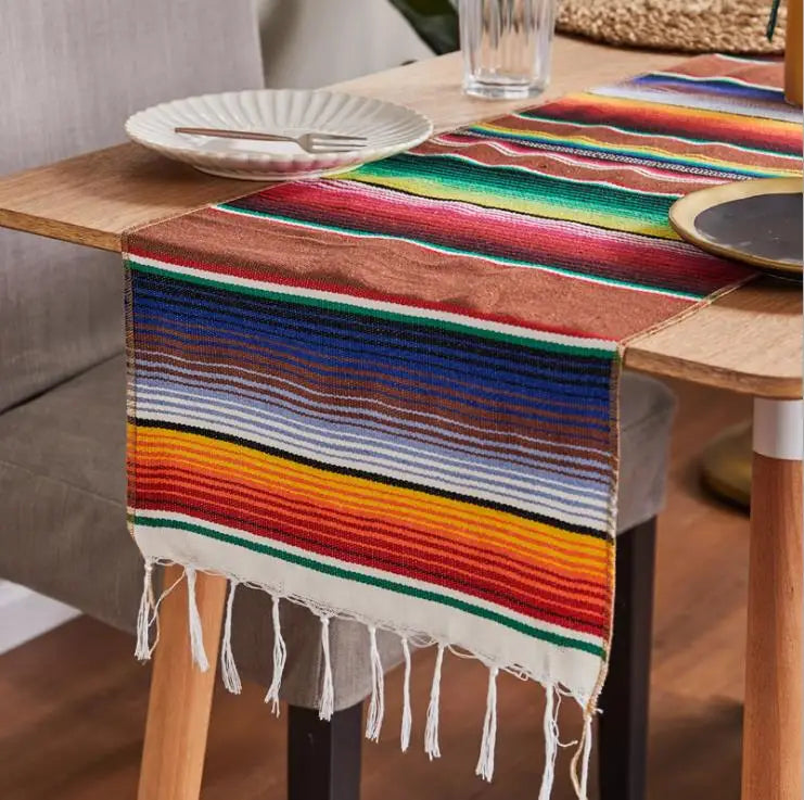 Boho Vibrant Mexikansk Serape Filt