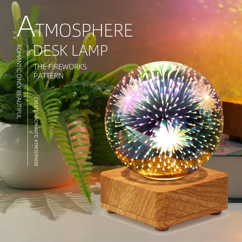 Nattljus Stjärnhimmel Stjärna Hjärta färgglad Atmosfär Flera USB Bordsskrivbordslampa Boll Hem Sovrumsdekoration Julklapp
