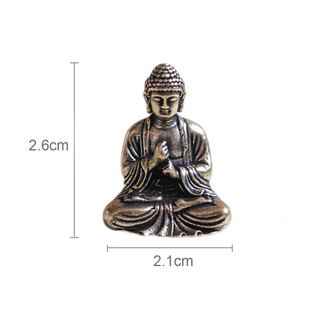 10 stycken mini mässings sittande Buddha-statyn figur för resande buddhism tillbedjan hem kontor skrivbord dekoration