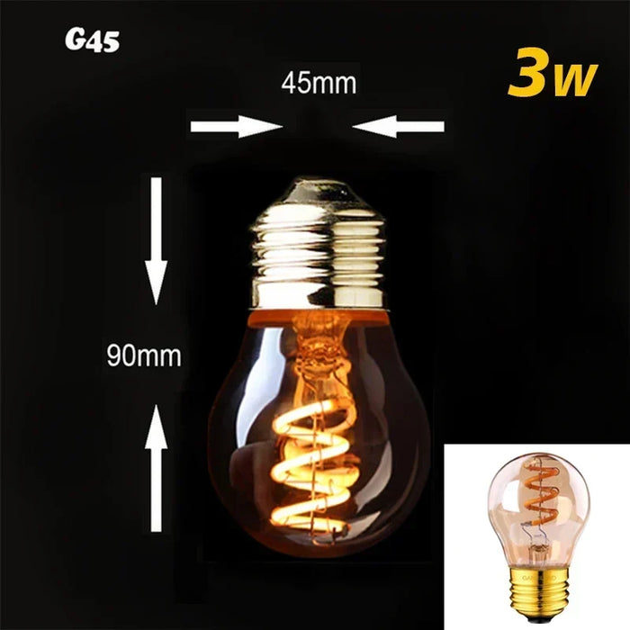Dimbar Vintage LED-lampa (3W, E27-fäste) - Guldspiraltråd för Kandelabrar & Dekorativ Belysning