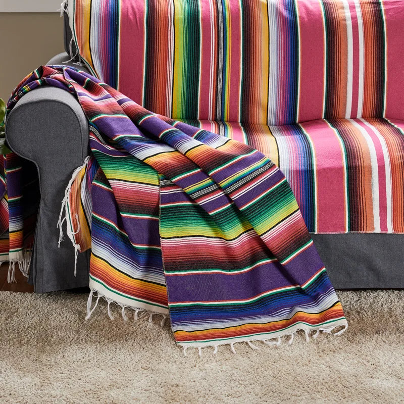 Boho Vibrant Mexikansk Serape Filt
