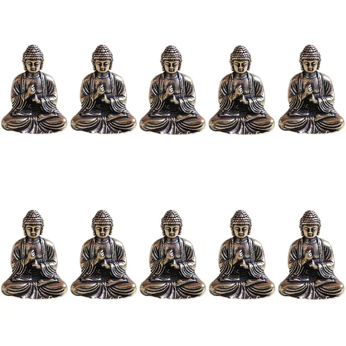 10 stycken mini mässings sittande Buddha-statyn figur för resande buddhism tillbedjan hem kontor skrivbord dekoration