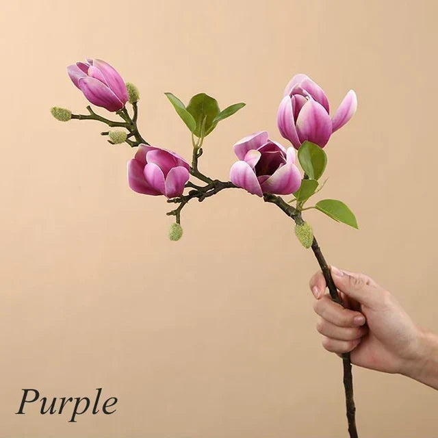 SilkSplendor - Livs-liknande konstgjorda magnoliagrenar