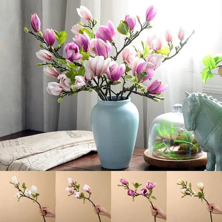 SilkSplendor - Livs-liknande konstgjorda magnoliagrenar