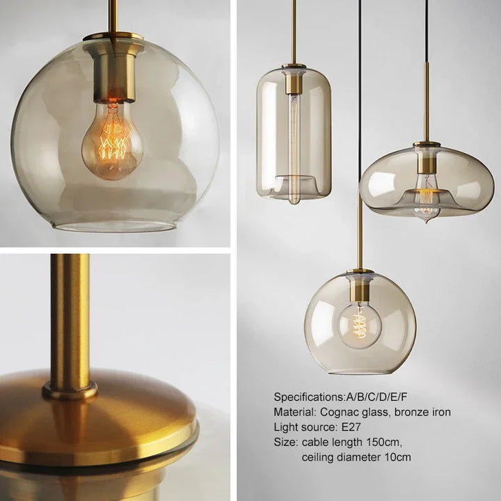 Nordisk hängande loftlampa i glas