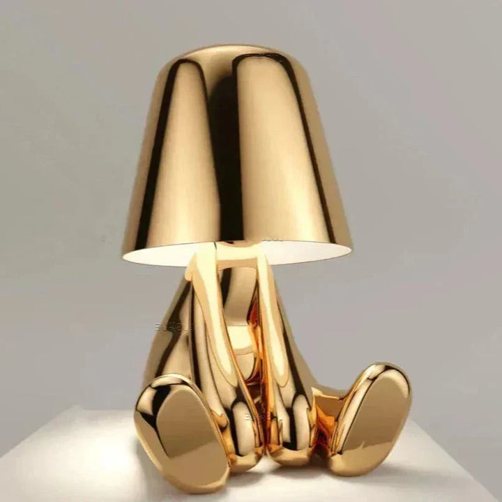 Golden Man LED Tänkande Bordslampa – Lekfull Nattduksbordslampa för Sovrum &amp; Dekor