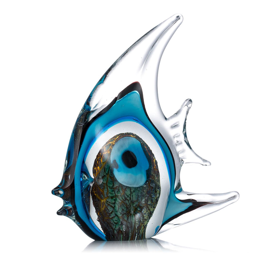 Flerfärgad Prickig Tropisk Fisk Delikat Glas Skulptur Elegant Lägenhetsdekoration Glas Fisk Exklusiv Rumsdekoration Hantverk