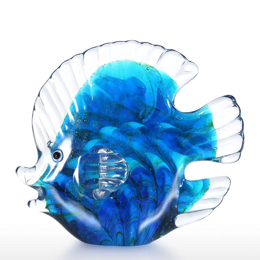 Flerfärgad Prickig Tropisk Fisk Delikat Glas Skulptur Elegant Lägenhetsdekoration Glas Fisk Exklusiv Rumsdekoration Hantverk