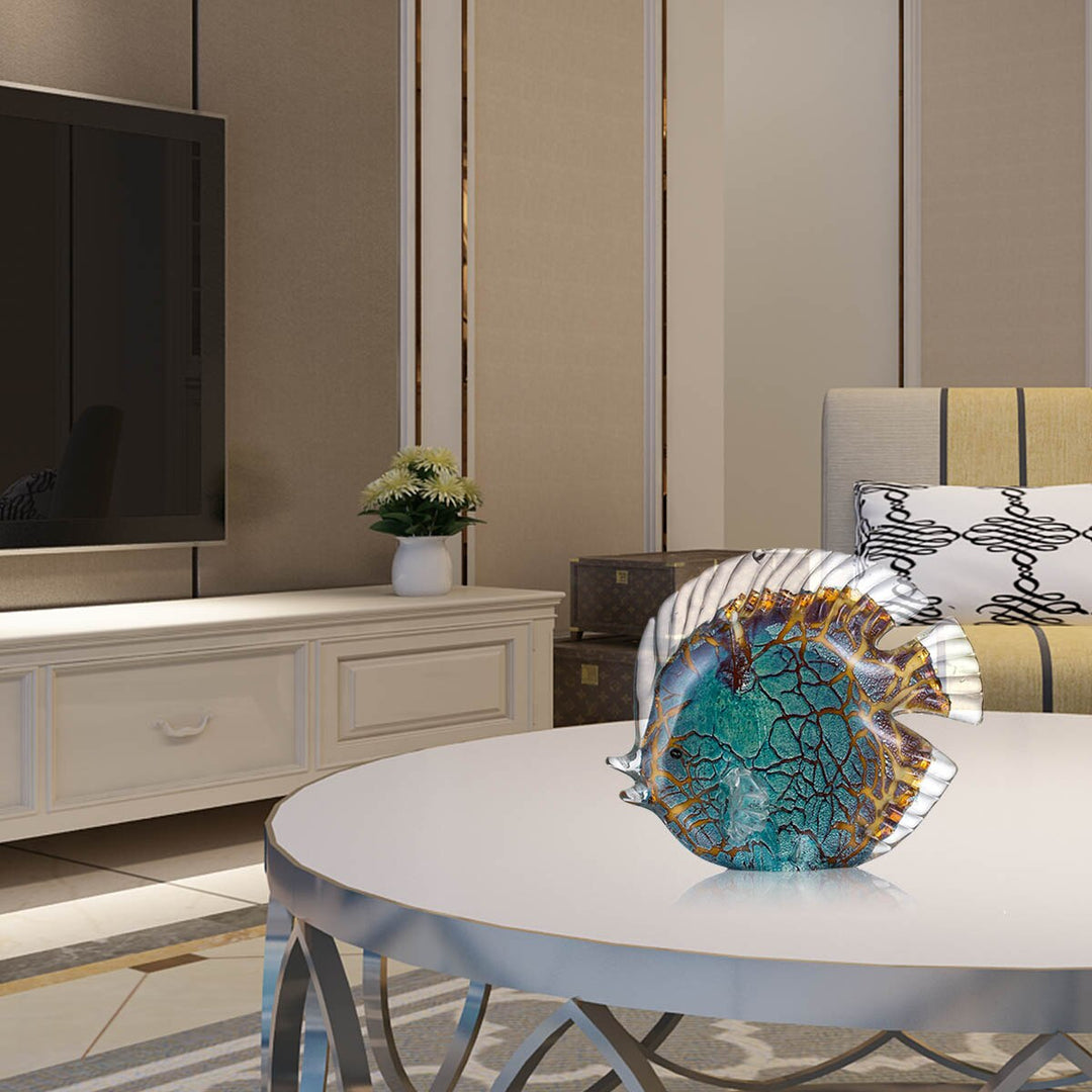 Flerfärgad Prickig Tropisk Fisk Delikat Glas Skulptur Elegant Lägenhetsdekoration Glas Fisk Exklusiv Rumsdekoration Hantverk
