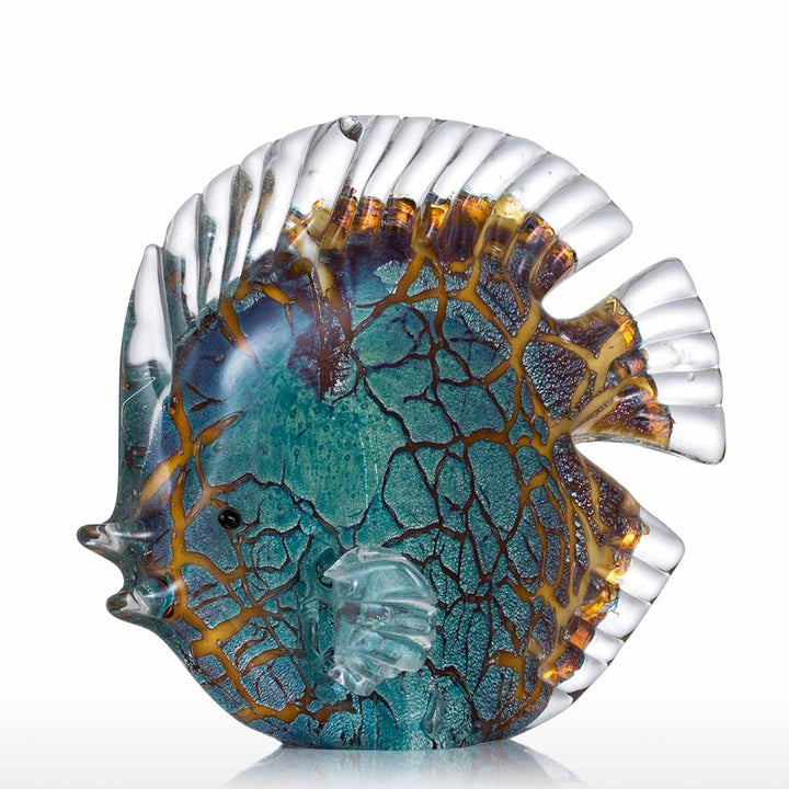 Flerfärgad Prickig Tropisk Fisk Delikat Glas Skulptur Elegant Lägenhetsdekoration Glas Fisk Exklusiv Rumsdekoration Hantverk