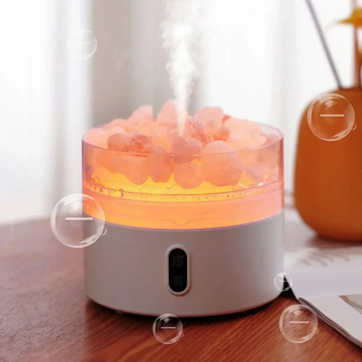 Saltlampa Diffuser - USB Ultrasonisk Aromaterapi Luftfuktare med Himalayasaltkristaller &amp; Nattlampa