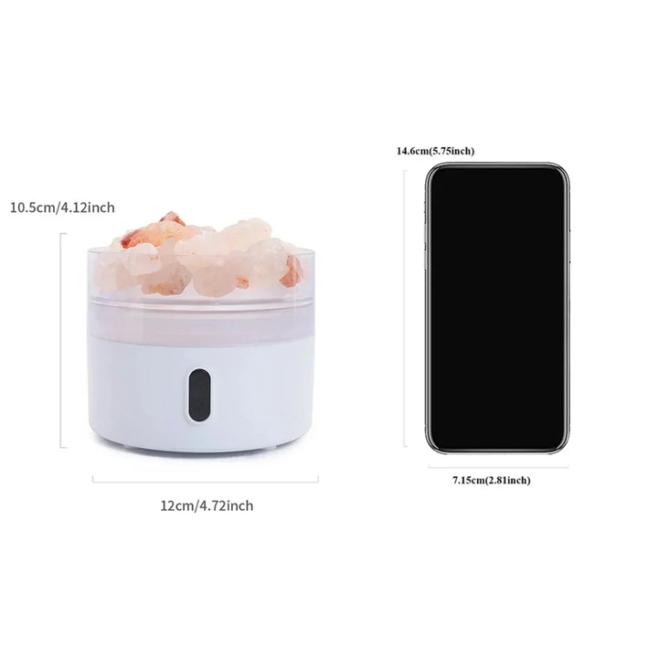 Saltlampa Diffuser - USB Ultrasonisk Aromaterapi Luftfuktare med Himalayasaltkristaller &amp; Nattlampa