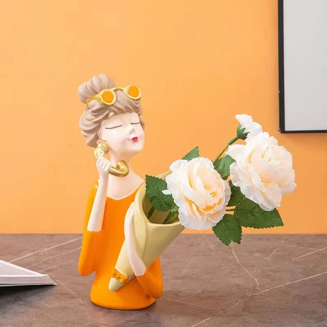 FloralFinesse - Flicka Vaas Dekor