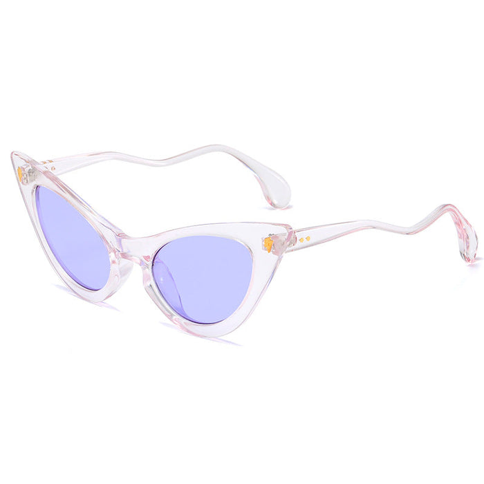 Kvinnors Cat-Eye Solglasögon med Spegelglas och Elegant Detalj