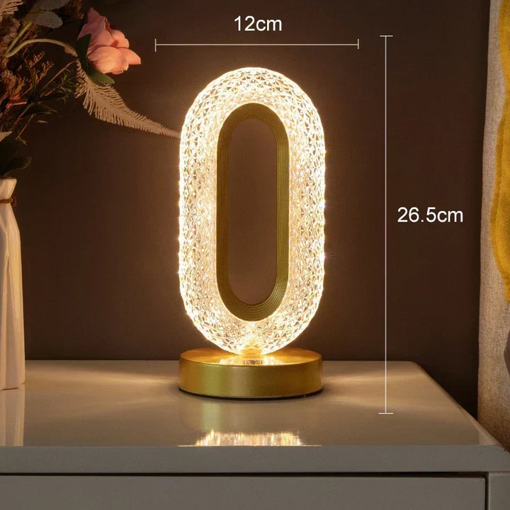 Krisall LED Bordslampa: Dimbar, USB-laddning, Touch &amp; Fjärrkontroll