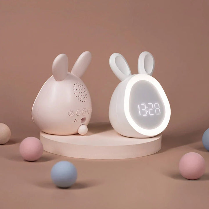 Kanint-formad barn väckarklocka med LED-nattlampa - BunniGlow |