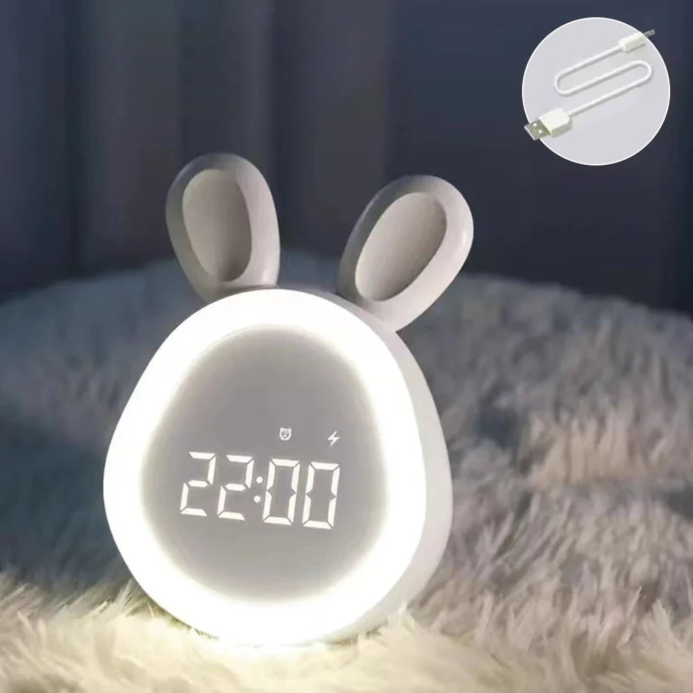 WakkerKonijn – Barnens väckarklocka med LED-nattljus och lekfull kanindesign