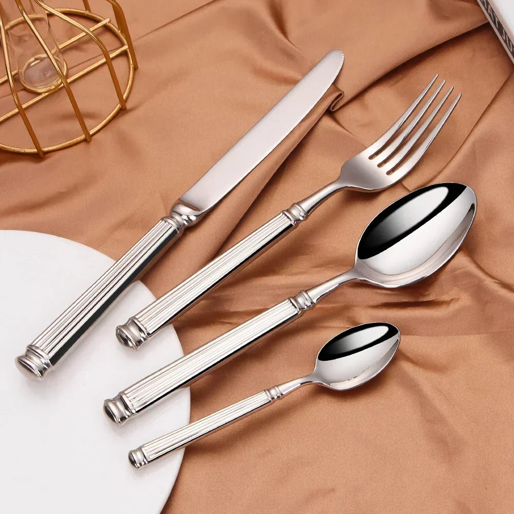 Premium bestickset i rostfritt stål – 304 spegelpolerat silverbestick för vardags- och formell middag