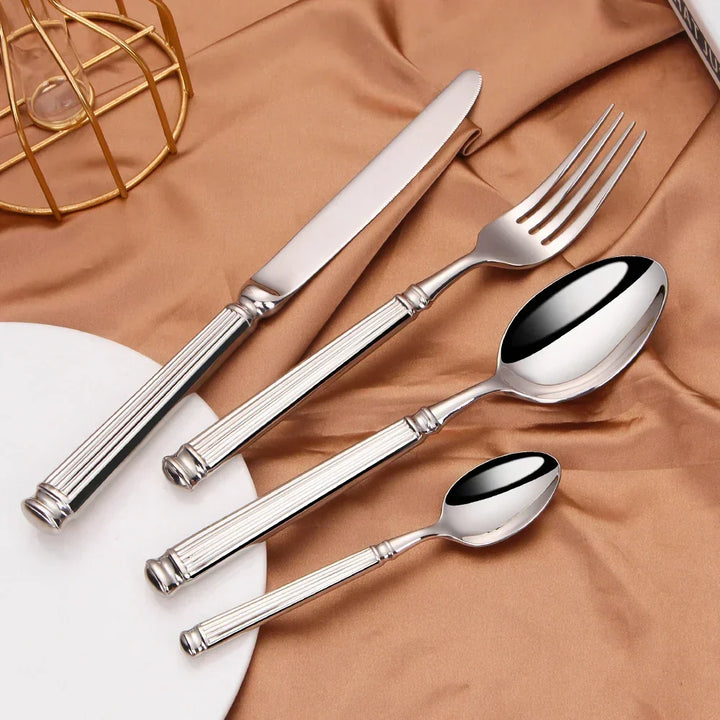 Premium bestickset i rostfritt stål – 304 spegelpolerat silverbestick för vardags- och formell middag
