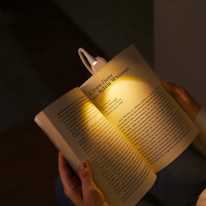 Mini Boklampa - Portabel Clip-On Nattlampa med USB-laddning, Dimmbar LED för Sovrum, Ögonvänlig och Camping - 360° Vridbar Clip Boklampa