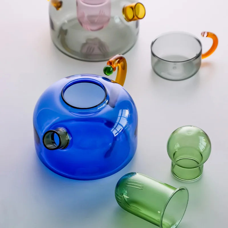 Kontrastfärgad Glas Te-set