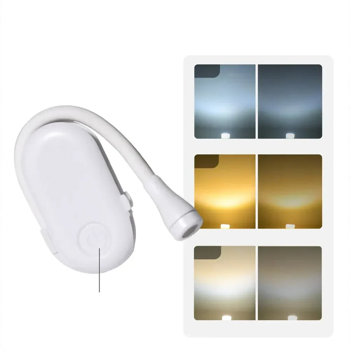 Mini Boklampa - Portabel Clip-On Nattlampa med USB-laddning, Dimmbar LED för Sovrum, Ögonvänlig och Camping - 360° Vridbar Clip Boklampa
