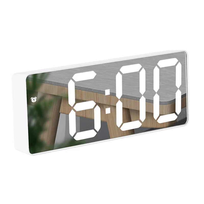 Modern elektronisk spegelväckarklocka med LED-display, väckarfunktion och temperaturvisning – Stilig digital klocka för sovrum och kontor |