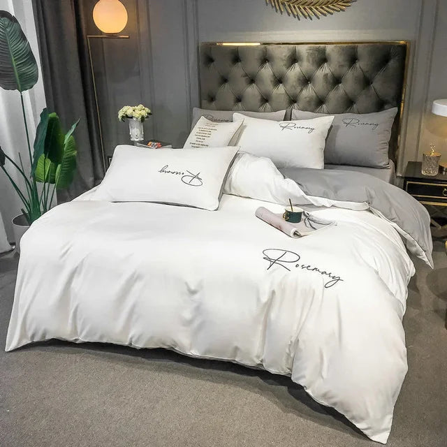 EmbroiLux Sängkläder - Elegant lyxigt täcköverdrag med broderidesign