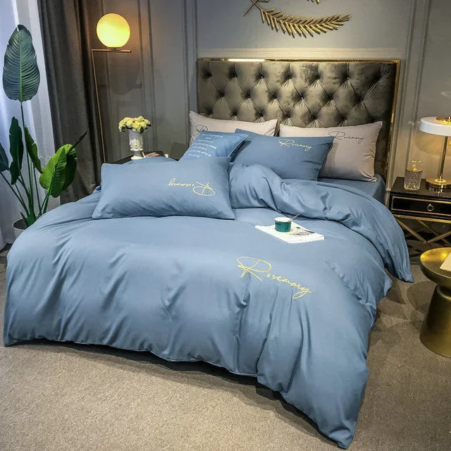 EmbroiLux Sängkläder - Elegant lyxigt täcköverdrag med broderidesign