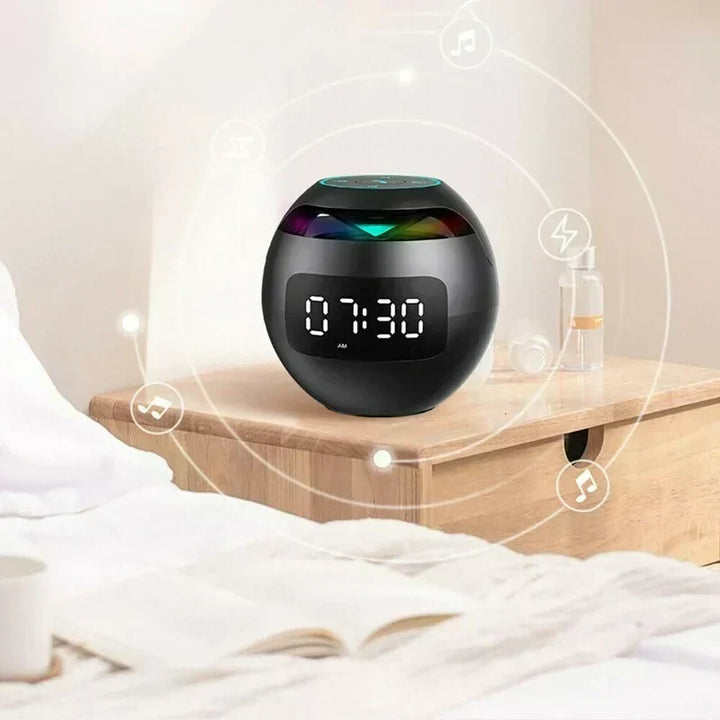 Digital LED Väckarklocka med Bluetooth-högtalare och färgglad Nattlampa – Rörelsesensor, Uppladdningsbar, 5W Ljud