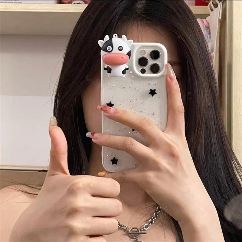 Glödande Ko 3D Transparent iPhone Fodral