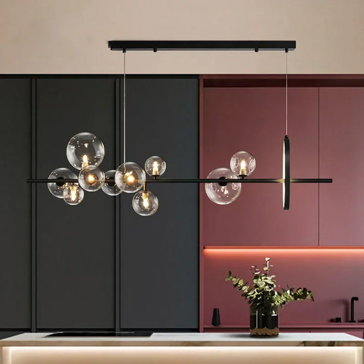 Modern Kreativ Metallkrona Belysning: 7/10 Klara Glasbubblor, Lång Rund Design med G9 Lampa