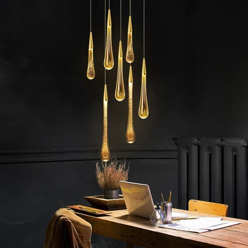 Kristall LED Pendellampor: Perfekta för Sovrum, Matrum, Bar - Vattendropp Chandelier, Trappbelysning för Inredning