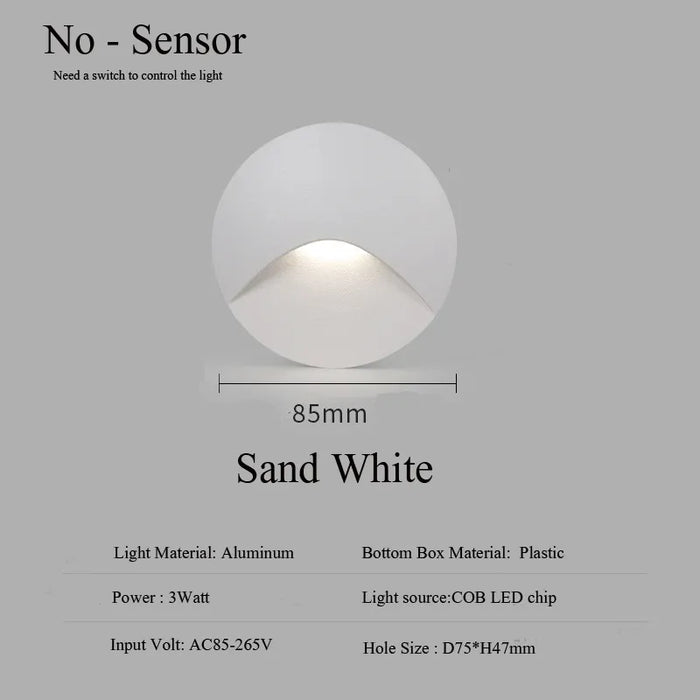 Modern vattentät IP65 LED infälld vägglampa för utomhusbelysning - 3W inbyggd trapp- och balkongportalbelysning
