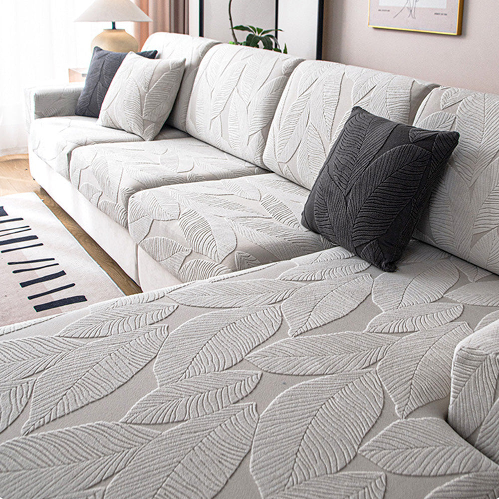 Modern Leaf Jacquard Vattentät Anti-Scratch Stretch Full Cover Sofföverdrag