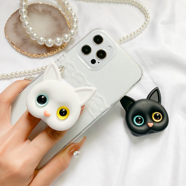 3D söt katt telefonhållare med mini spegel
