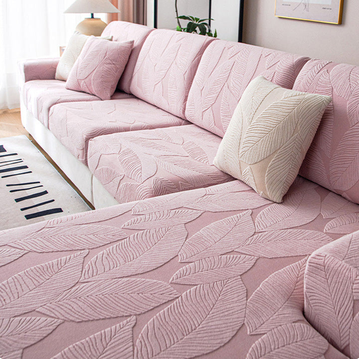Modern Leaf Jacquard Vattentät Anti-Scratch Stretch Full Cover Sofföverdrag