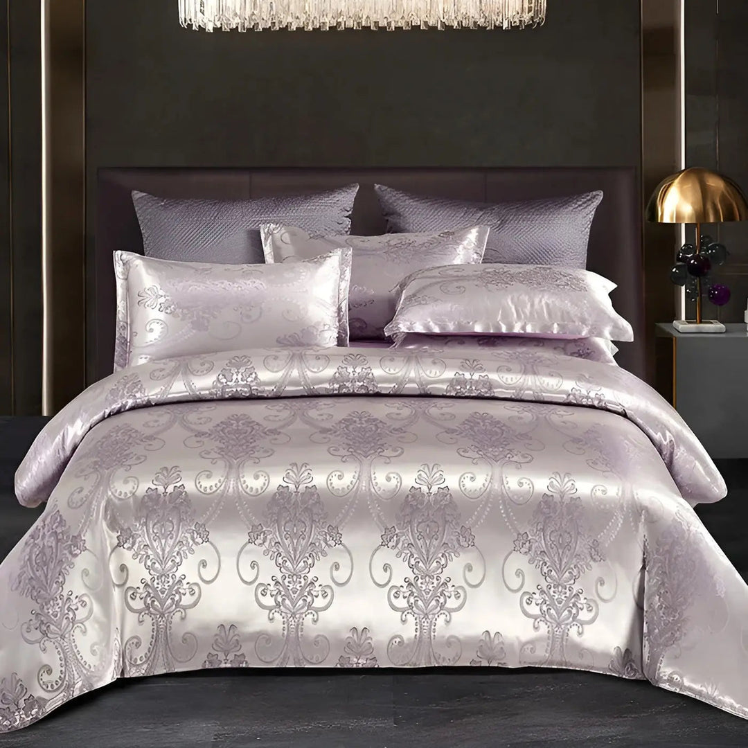 Chic Satin Jacquard Duvet Cover för Lyxigt Sovrum
