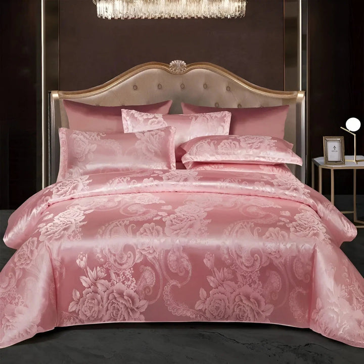 Chic Satin Jacquard Duvet Cover för Lyxigt Sovrum
