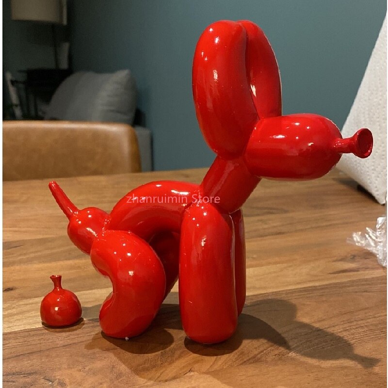Ballonghund Skulptur, Ballongkonst Staty, Mini Samlarfigur, Heminredning, Resinkonst, Skrivbordstillbehör, Rumsdekoration