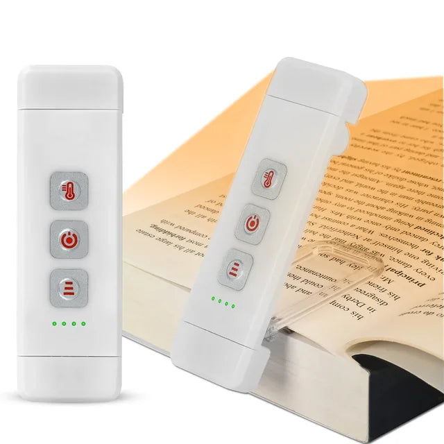 Klipplampa för böcker, USB-uppladdningsbar läslampa med timer, portabel LED-bokmärkeslampa för sängbord och skrivbord