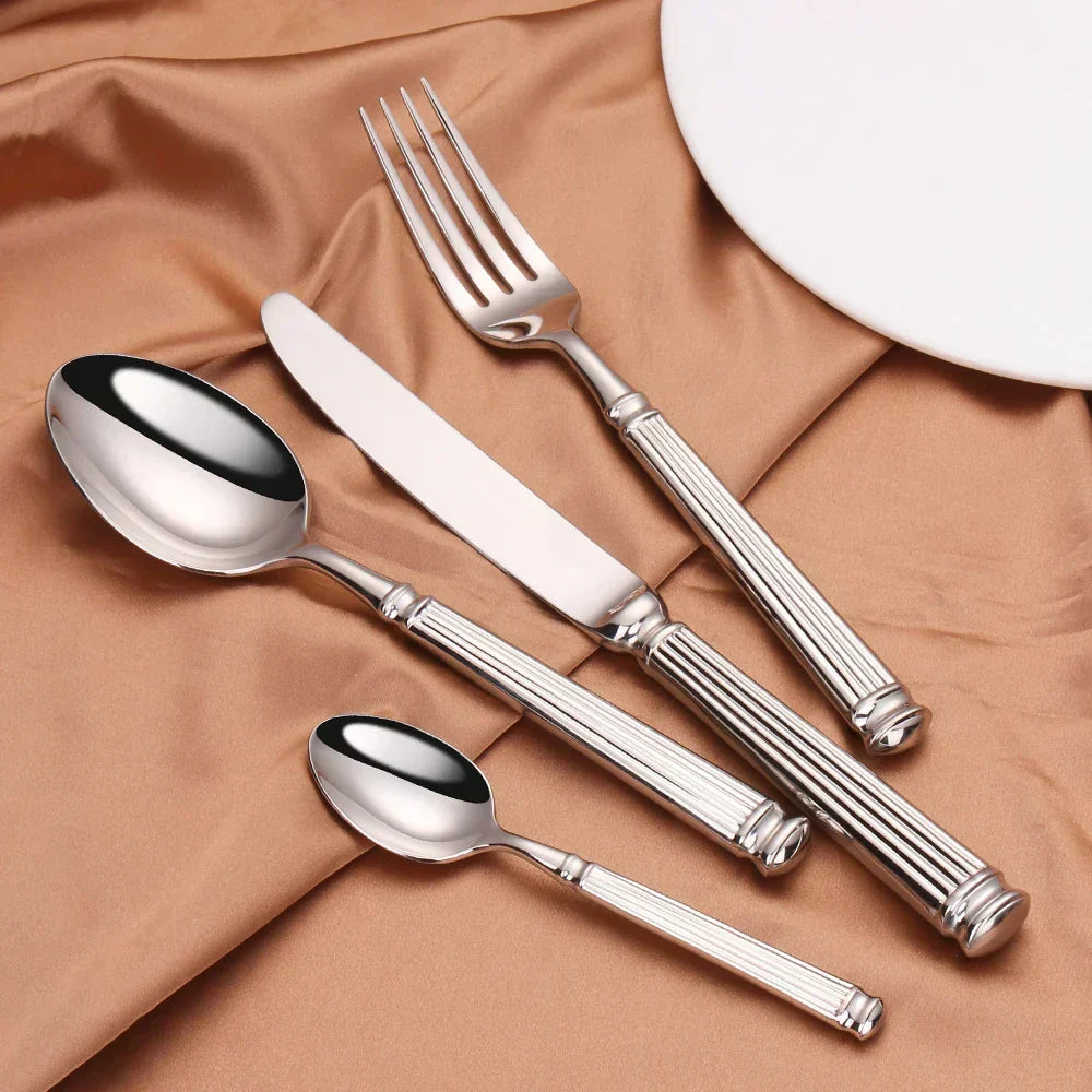 Premium bestickset i rostfritt stål – 304 spegelpolerat silverbestick för vardags- och formell middag