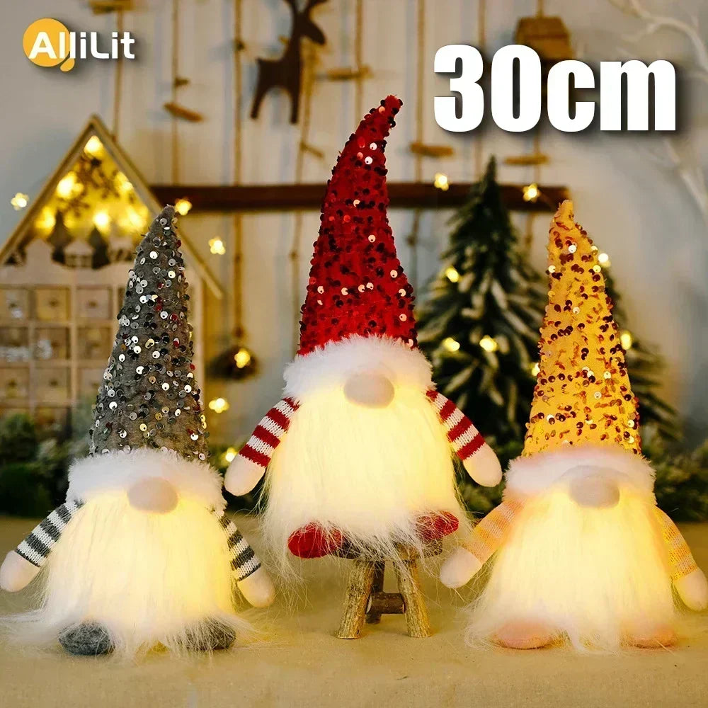 LED Jultomte | Stickad Design med Nattljus | Glödande Juldekoration | Varm &amp; Mysig