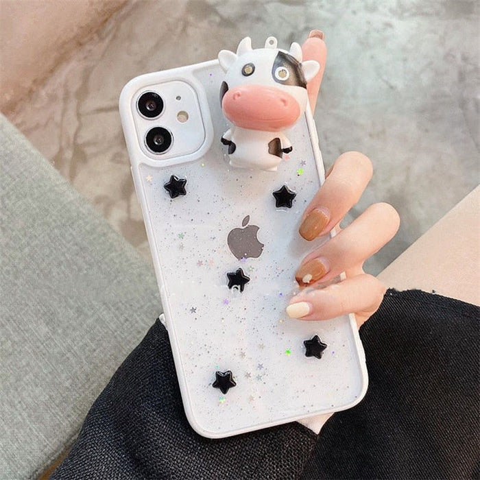 Glödande Ko 3D Transparent iPhone Fodral