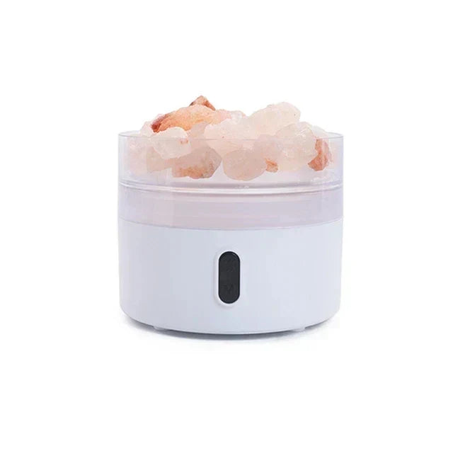 Saltlampa Diffuser - USB Ultraljuds Aromaterapi Luftfuktare med Himalayasaltkristaller &amp; Nattljus