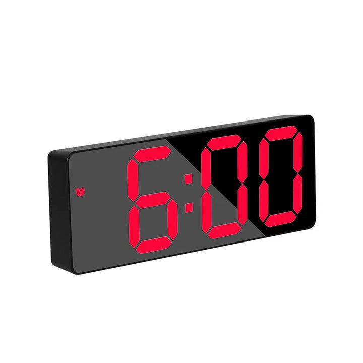 Modern elektronisk spegelväckarklocka med LED-display, väckarfunktion och temperaturvisning – Stilig digital klocka för sovrum och kontor |