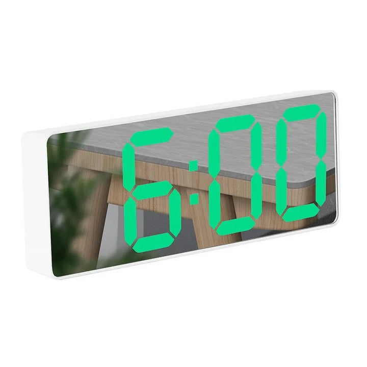 Modern elektronisk spegelväckarklocka med LED-display, väckarfunktion och temperaturvisning – Stilig digital klocka för sovrum och kontor |