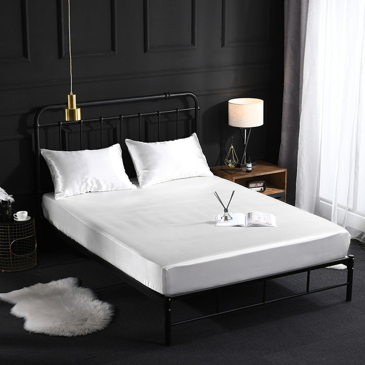 Silkesatin Elastisk Fodrad Lakan med GRATIS* Silkesatin Örngott