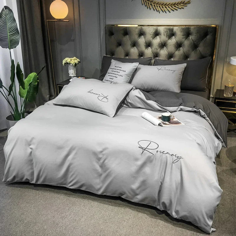 EmbroiLux Sängkläder - Elegant lyxigt täcköverdrag med broderidesign
